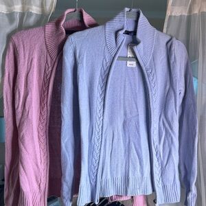 Brooks Brothers Pink and Blue Cable Knit Cardigans